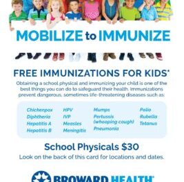 BROWARD HEALTH OFFERS FREE SCHOOL IMMUNIZATIONS
