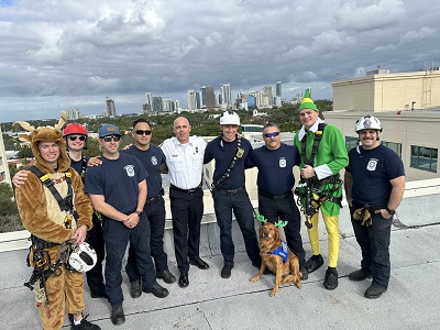 SANTA CLAUS AND FRIENDS RAPPEL DOWN  BROWARD HEALTH MEDICAL CENTER