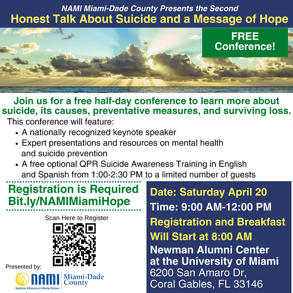 NAMI Miami-Dade Presents the SECOND South Florida Suicide Awareness Conference on Saturday, APRIL 20TH