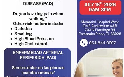 Memorial Foundation and Memorial Cardiac and Vascular Institute Offers  Free Peripheral Artery Disease (PAD) Screenings to Broward County Residents