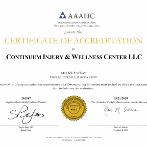 Continuum Injury & Wellness Named First Personal Injury General Health Clinic in Florida to Earn AAAHC Accreditation