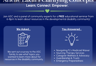 Ann Storck Center and a Panel of Community Experts to Host “Arlene Lakin’s Clarifying Concepts: Educate Yourself on a Life with Developmental Disabilities” on Sept. 15